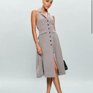 Reformation Black and White Check Midi Dress